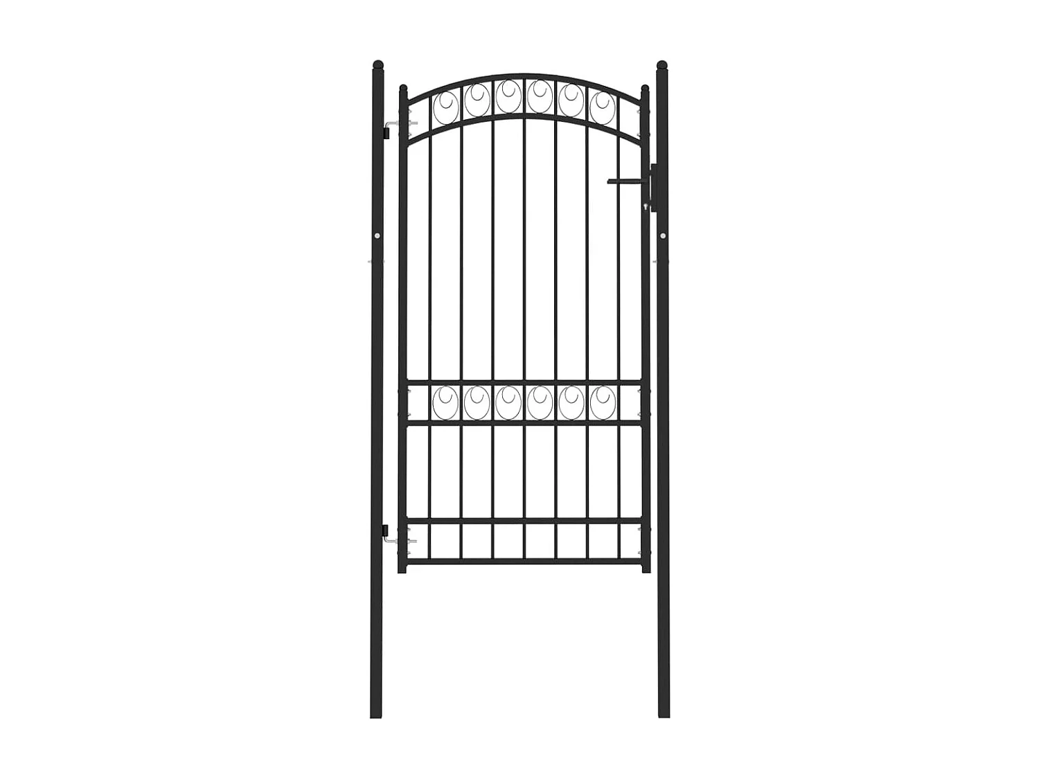 Portão de cerca com topo arqueado Aço 100x175 cm Preto