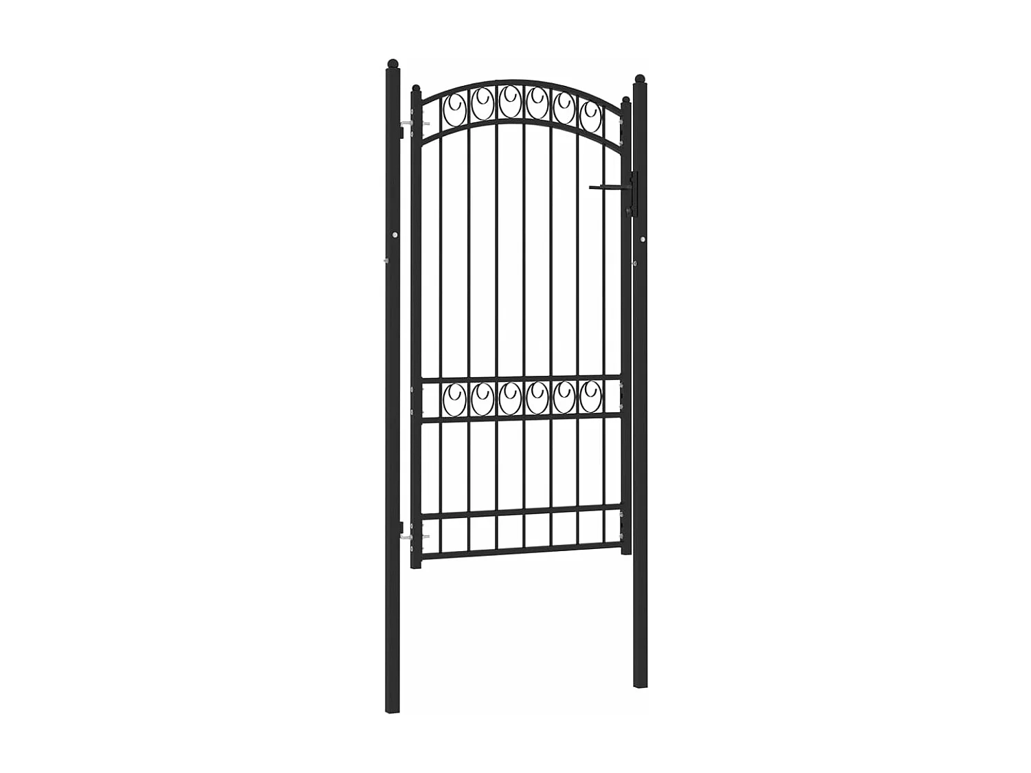 Portão de cerca com topo arqueado Aço 100x175 cm Preto