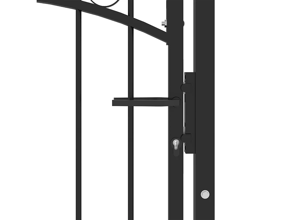 Cancello recinzione con parte superiore arcuata Acciaio 100x175 cm Nero