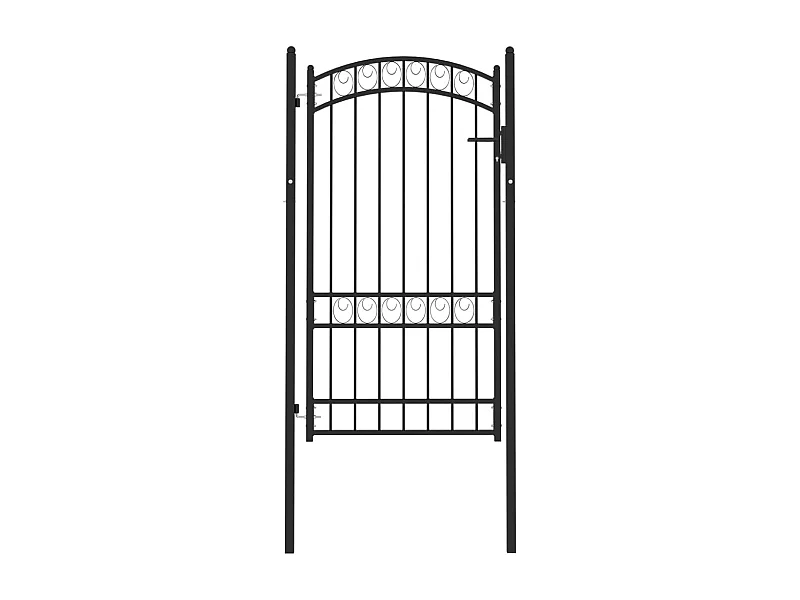 Portão de cerca com topo arqueado Aço 100x175 cm Preto