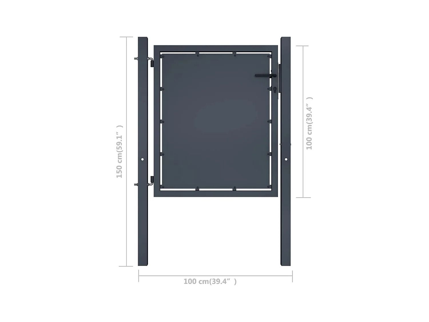 Puerta de jardín de acero 100 x 100 cm antracita