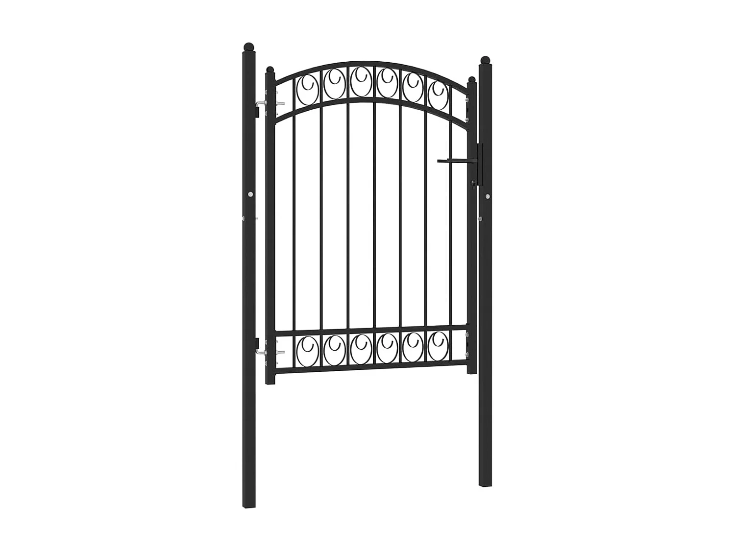 Portail de cl?ture avec dessus arqué Acier 100x125 cm Noir