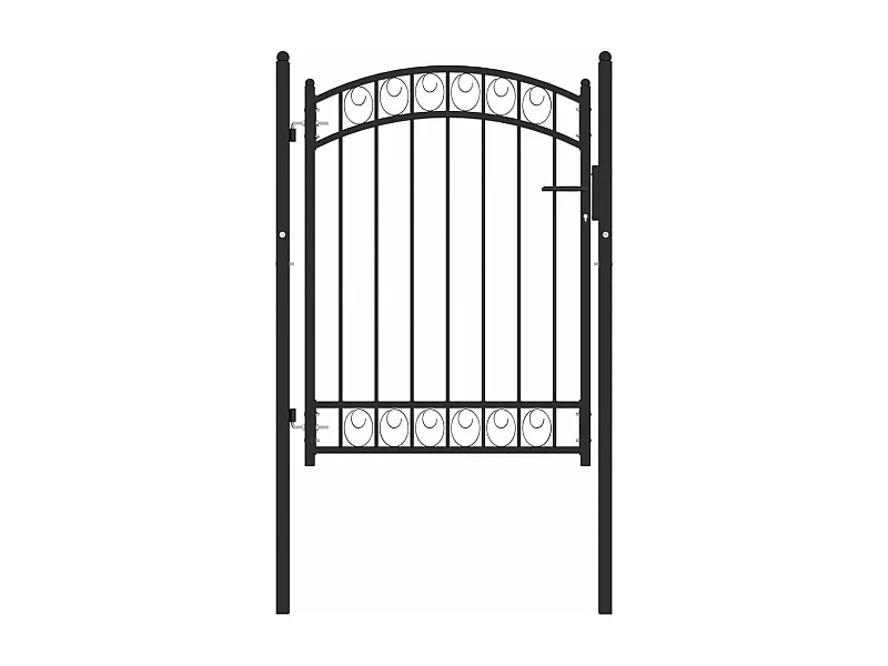 Puerta de valla con arco superior de acero 100x125 cm color negro