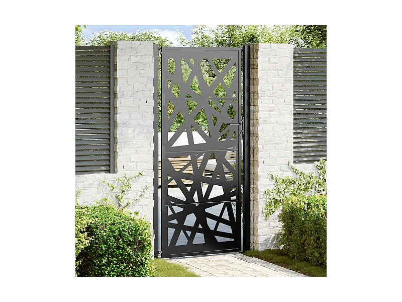 Puerta de jardín negra 105x205 cm acero diseño ligero