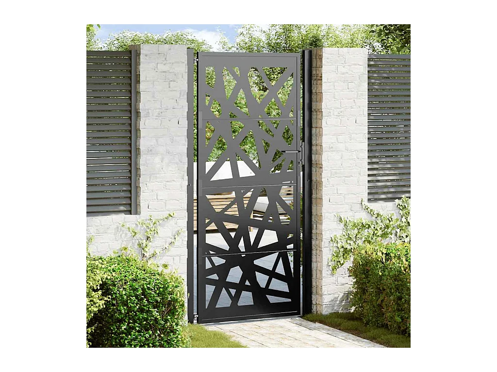 Portail de jardin noir 105x205 cm acier conception de lumière