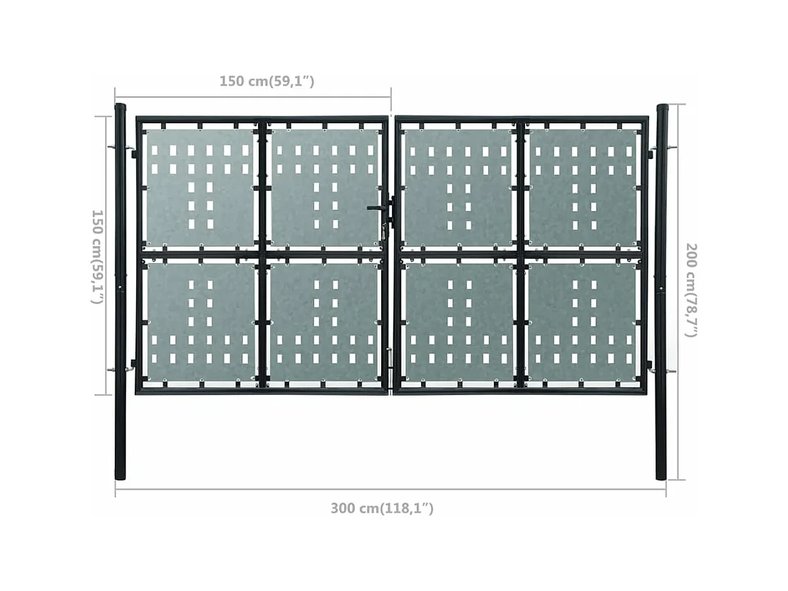 Portail simple de cl?ture Noir 300x200 cm