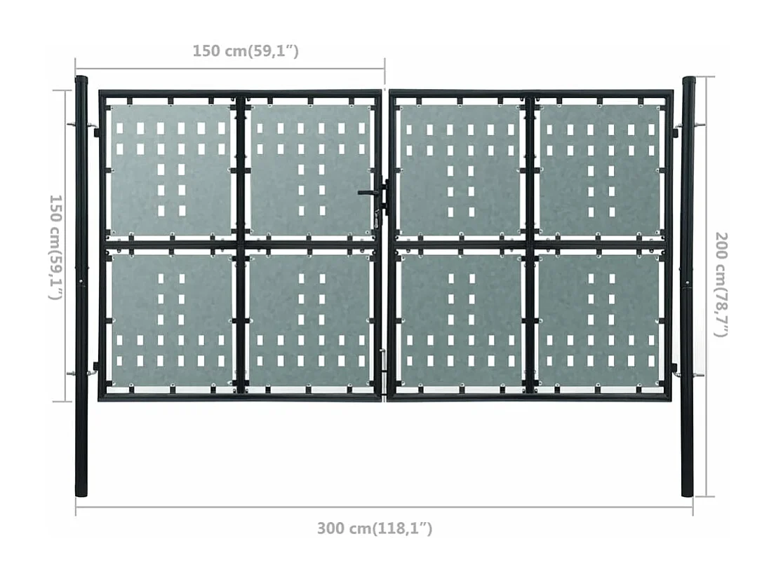 Portail simple de cl?ture Noir 300x200 cm