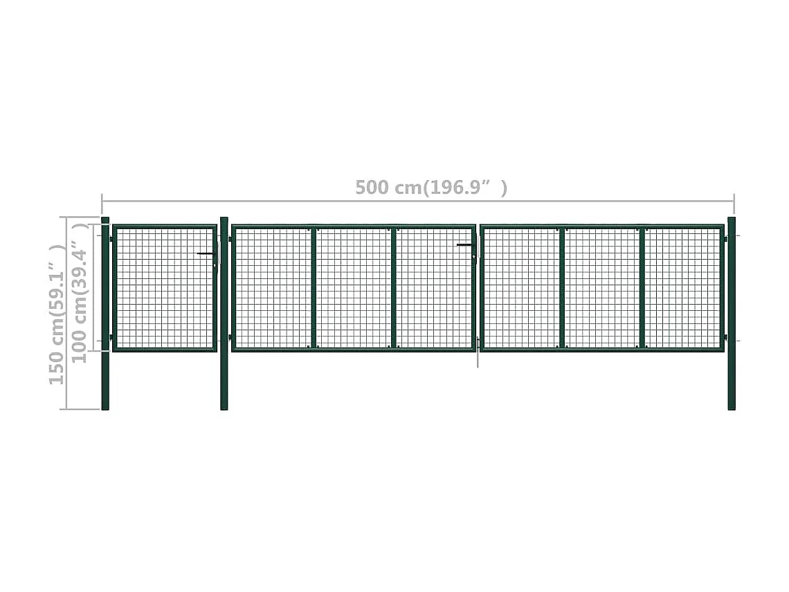 Portail de jardin Acier 500 x 100 cm Vert