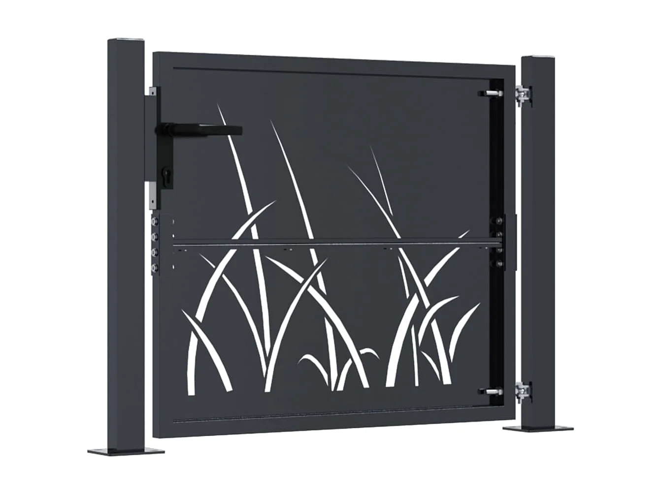 Puerta de jardín antracita 105x105cm acero diseño césped