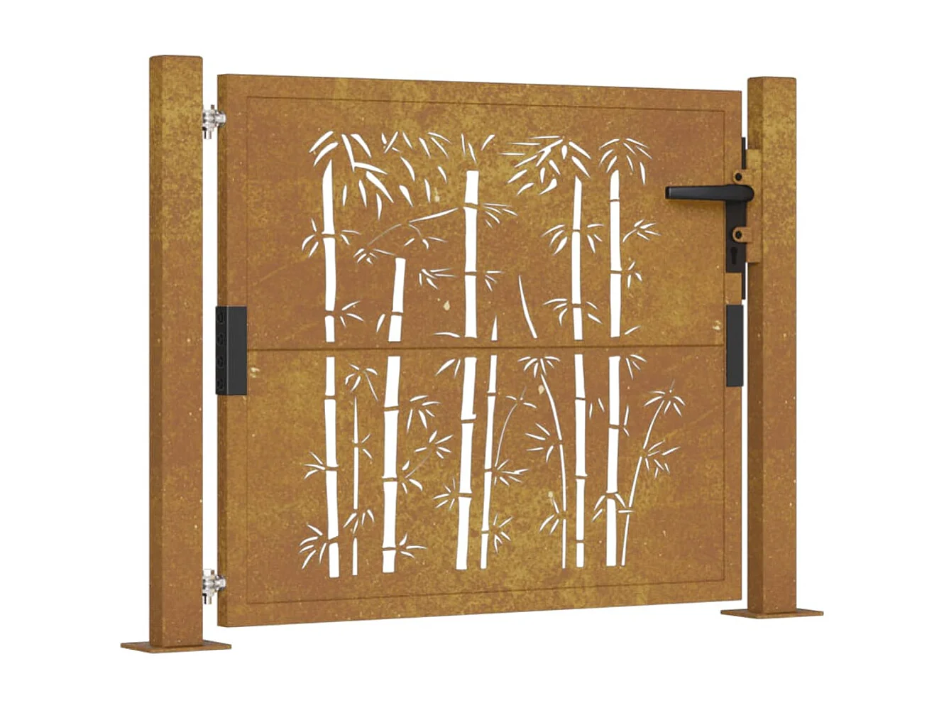 Portail de jardin 105x80 cm acier corten design de bambou