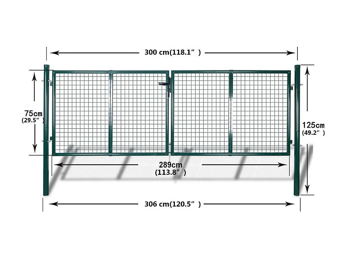 Puerta de malla de alambre galvanizado 289x75cm / 306x125 cm