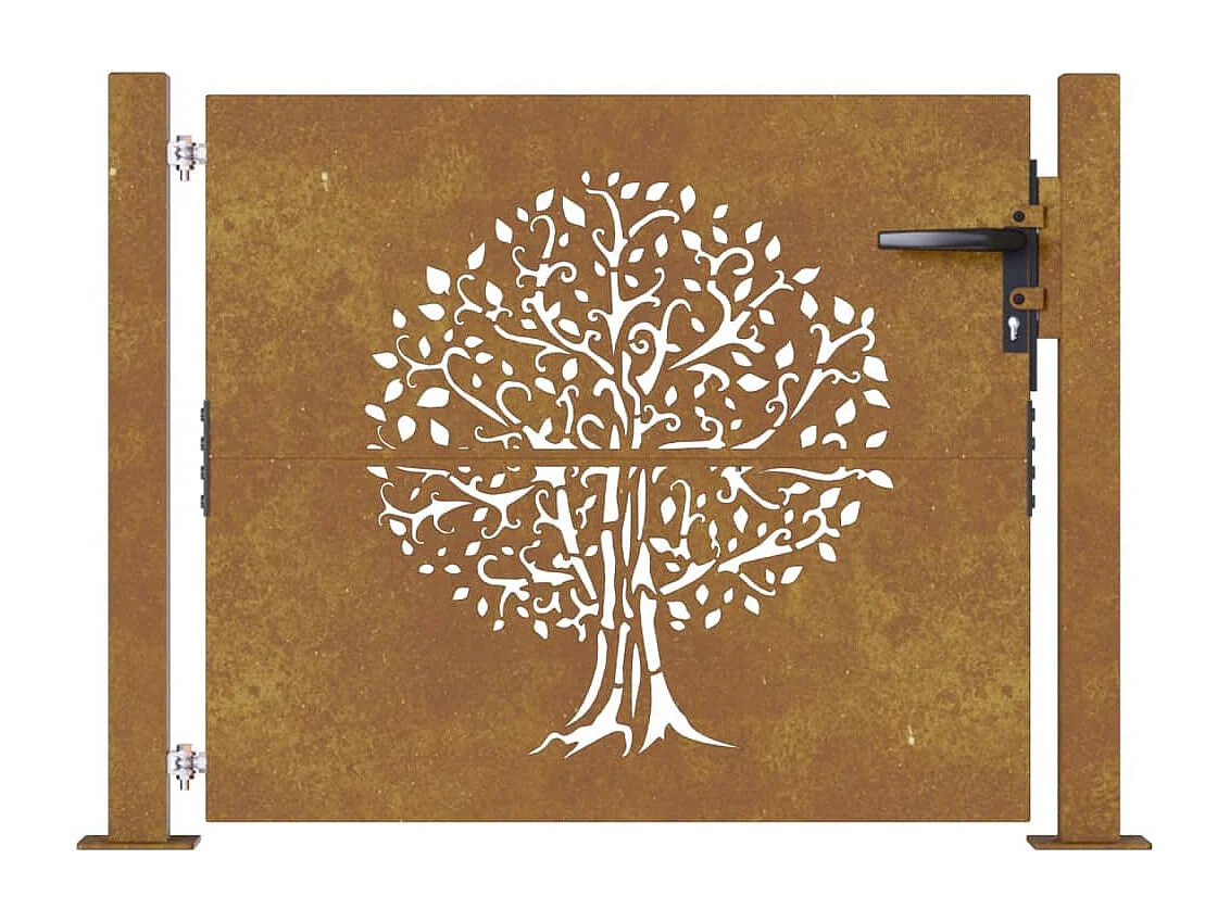 Portail de jardin 105x80 cm acier corten conception de l'arbre