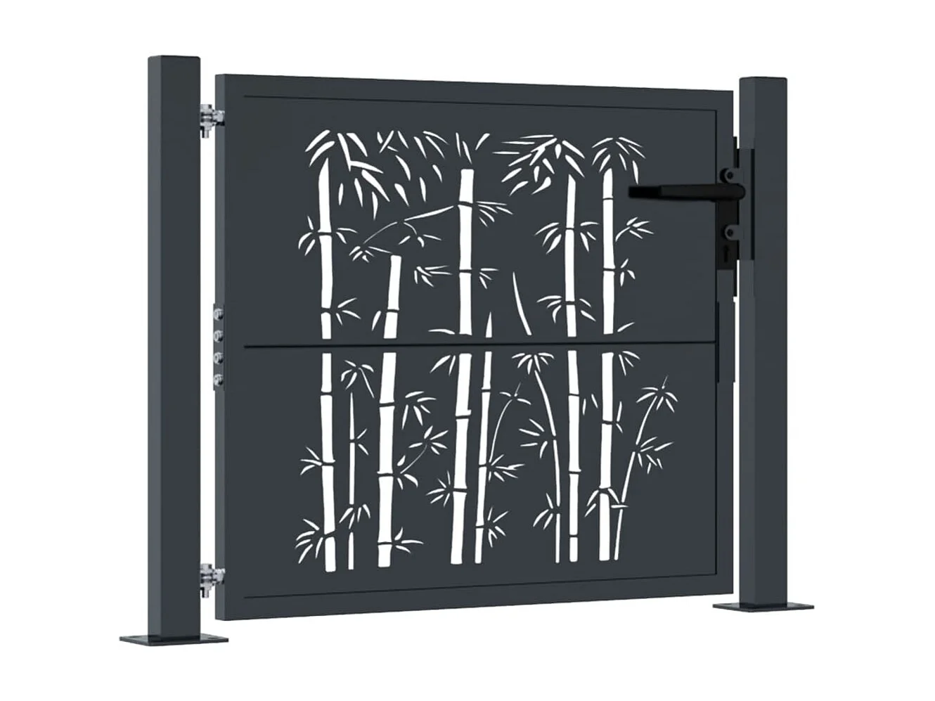 Portão de jardim antracite 105x80 cm aço bambu design