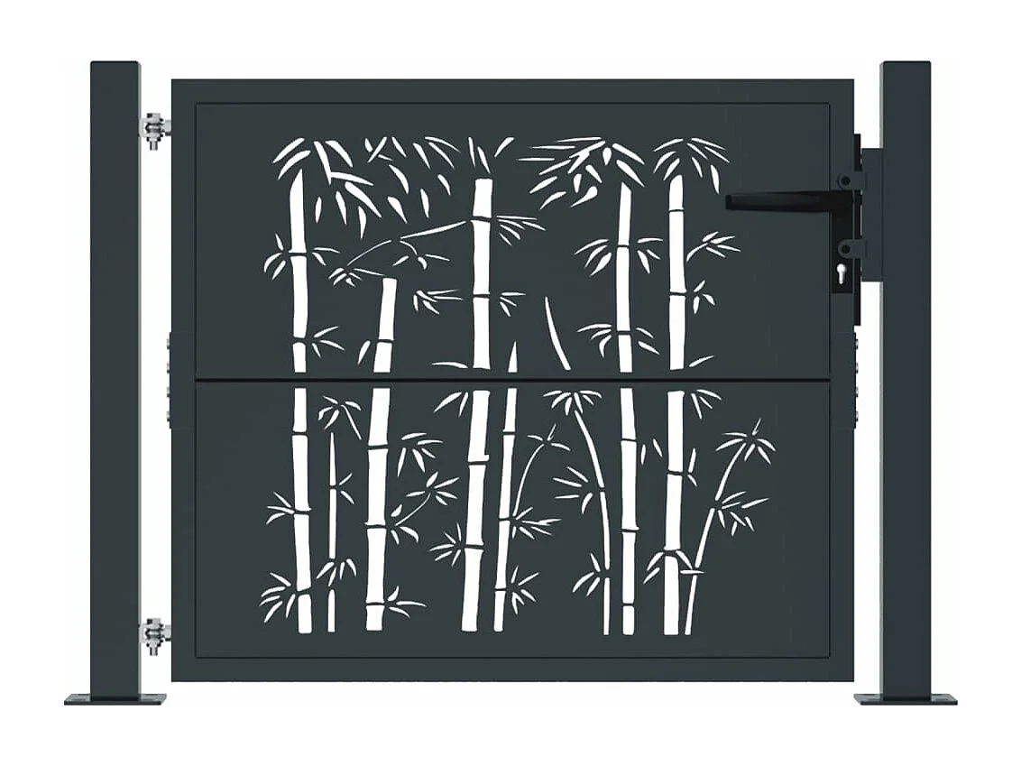 Portão de jardim antracite 105x80 cm aço bambu design