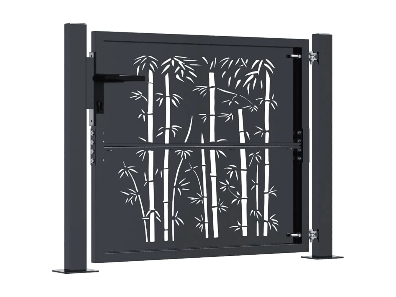 Portão de jardim antracite 105x80 cm aço bambu design