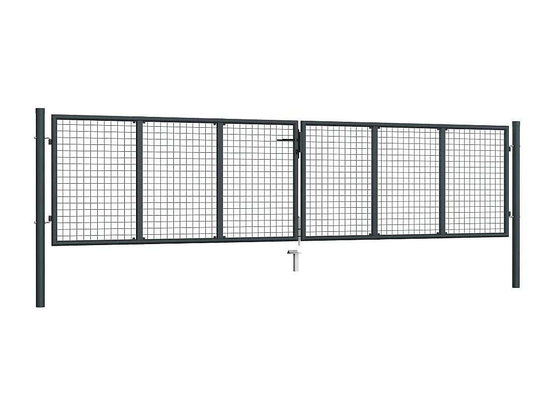 Portail en maille de jardin Acier galvanisé 400 x 150 cm Gris