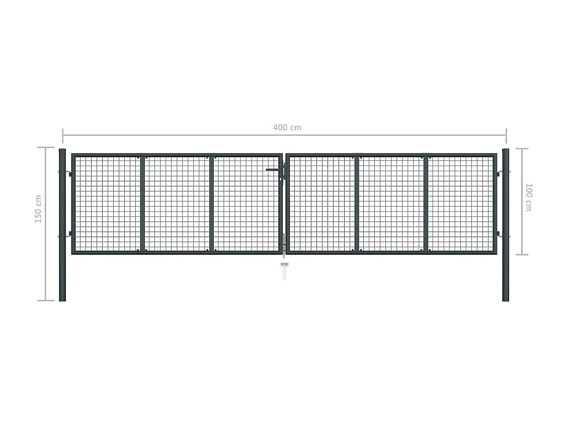 Portail en maille de jardin Acier galvanisé 400 x 150 cm Gris