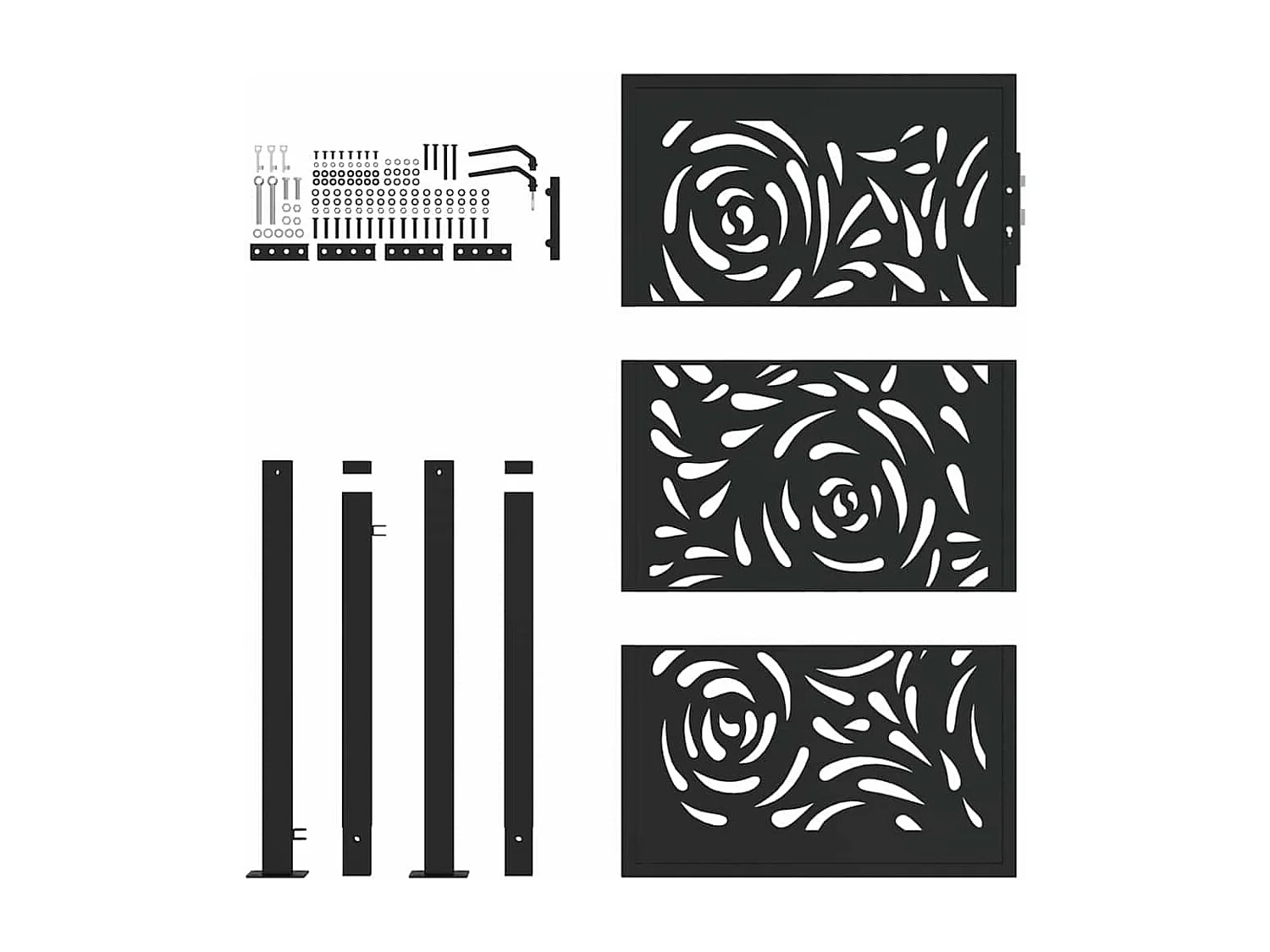 Puerta de jardín negra 105x155 cm acero diseño llama