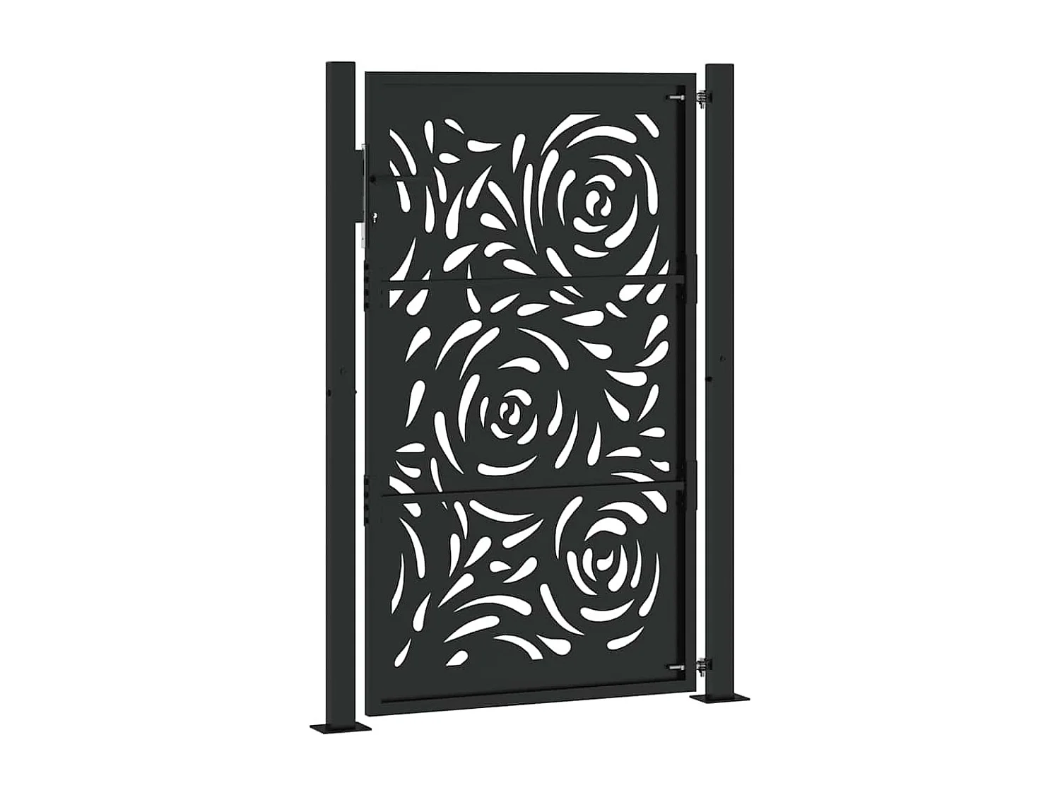 Portail de jardin noir 105x155 cm acier conception de flamme