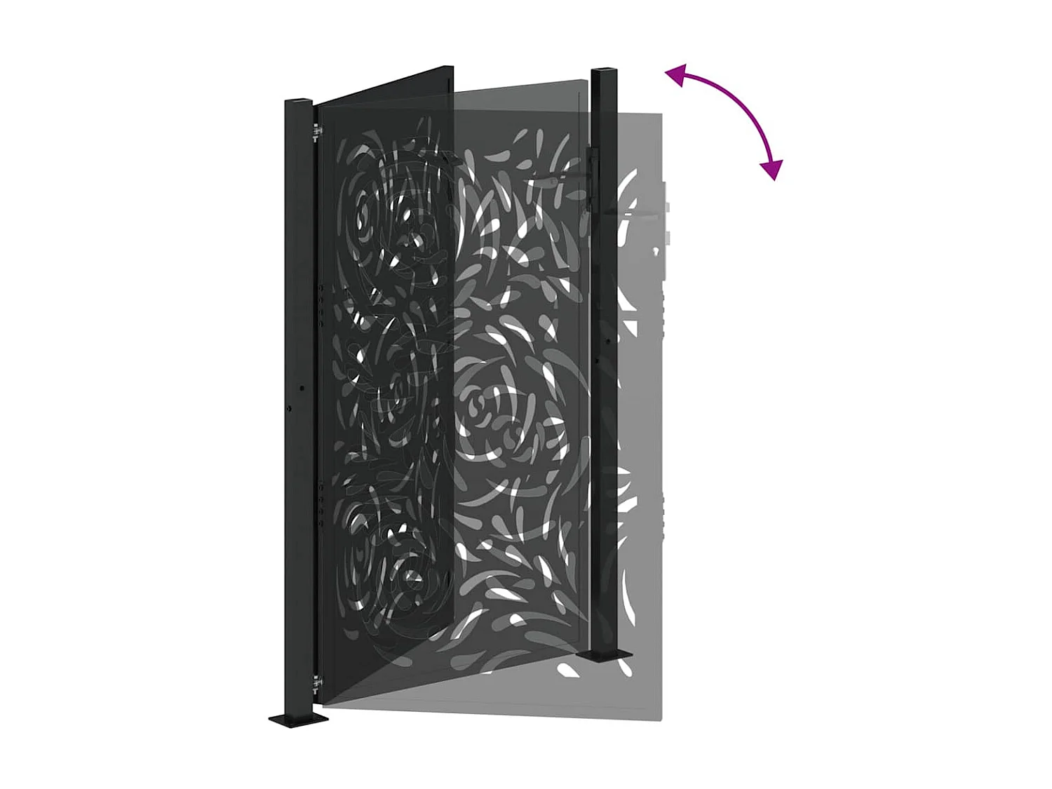 Portail de jardin noir 105x155 cm acier conception de flamme