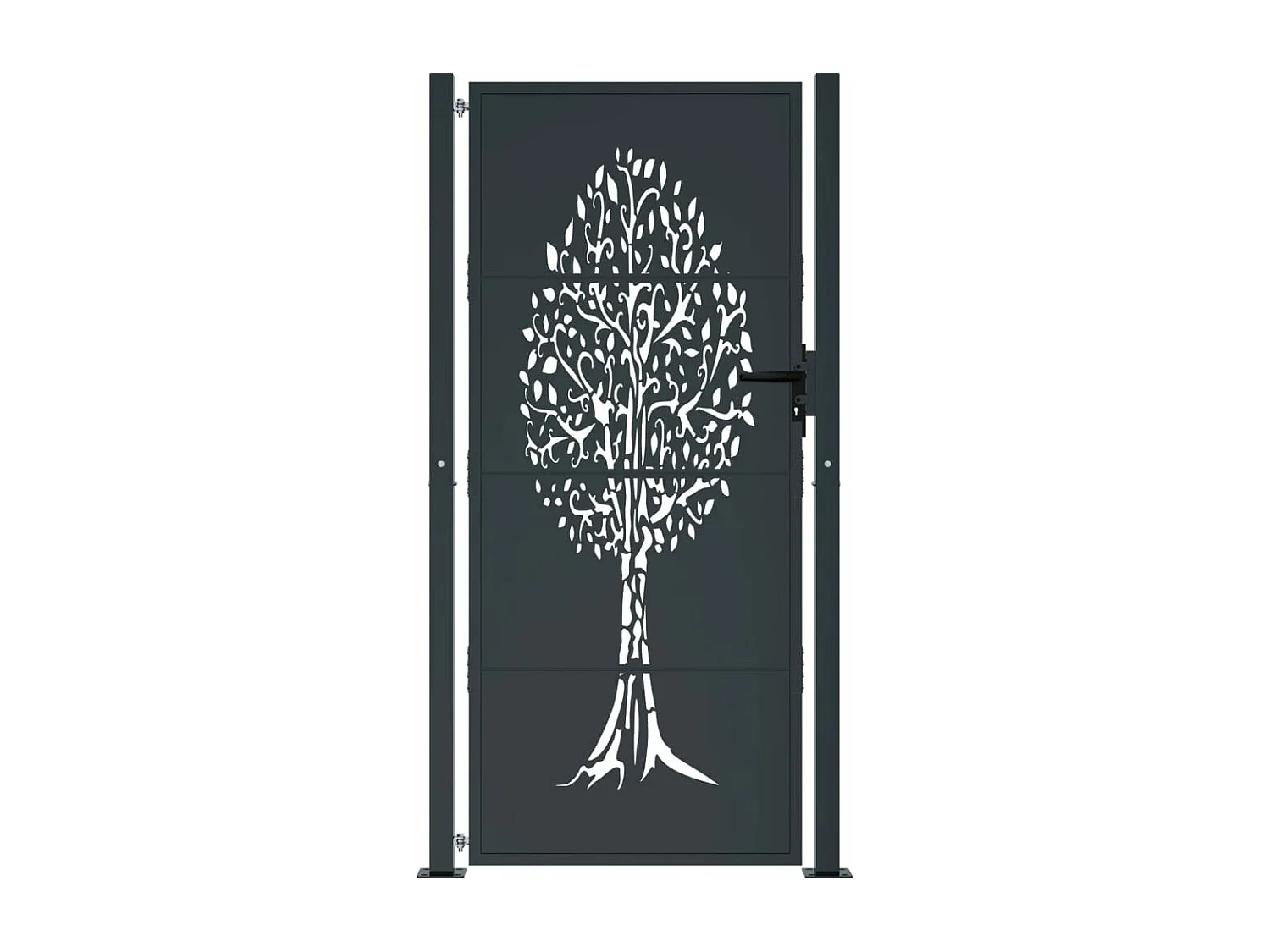 Antraciet tuinpoort 105x205cm stalen boom design