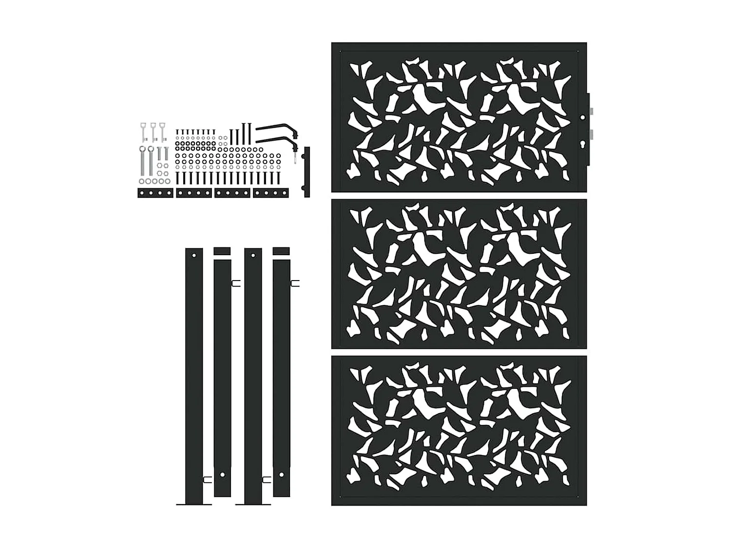 Puerta de jardín negra 105x155 cm diseño de hoja de acero