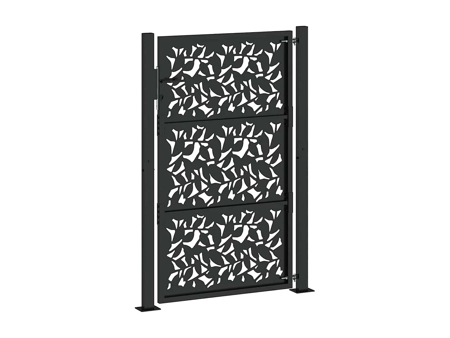 Portail de jardin noir 105x155 cm acier conception de feuilles