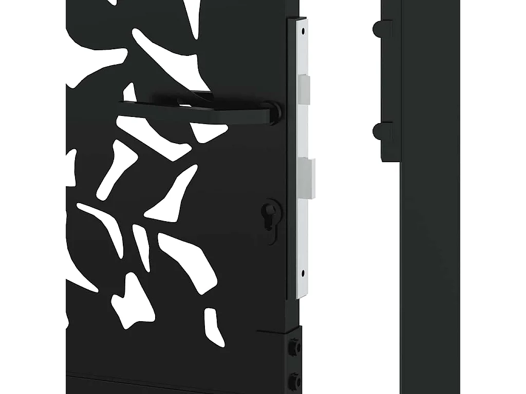 Portail de jardin noir 105x155 cm acier conception de feuilles