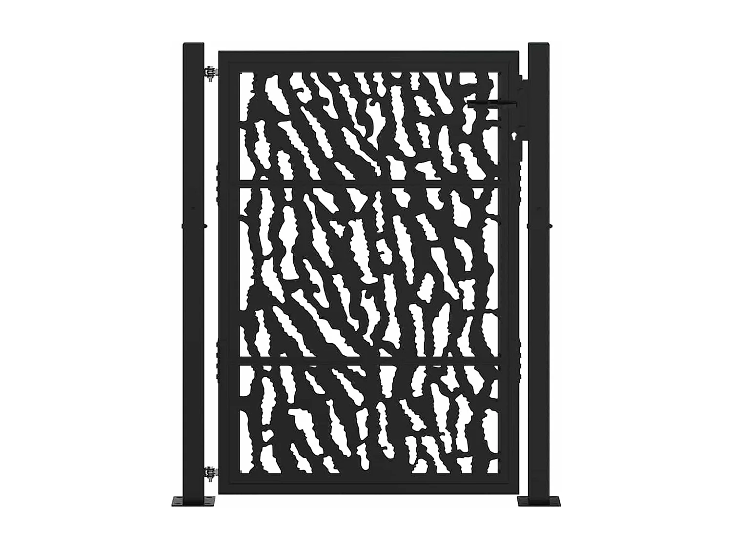 Schwarzes Gartentor 105x130 cm Stahl Liniendesign