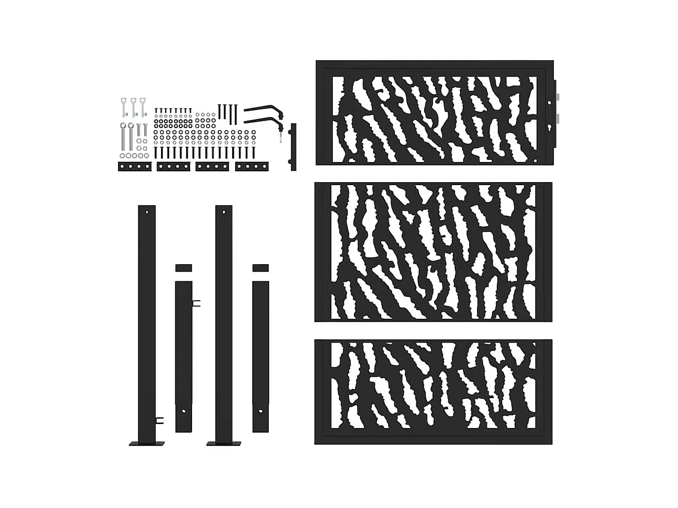 Schwarzes Gartentor 105x130 cm Stahl Liniendesign