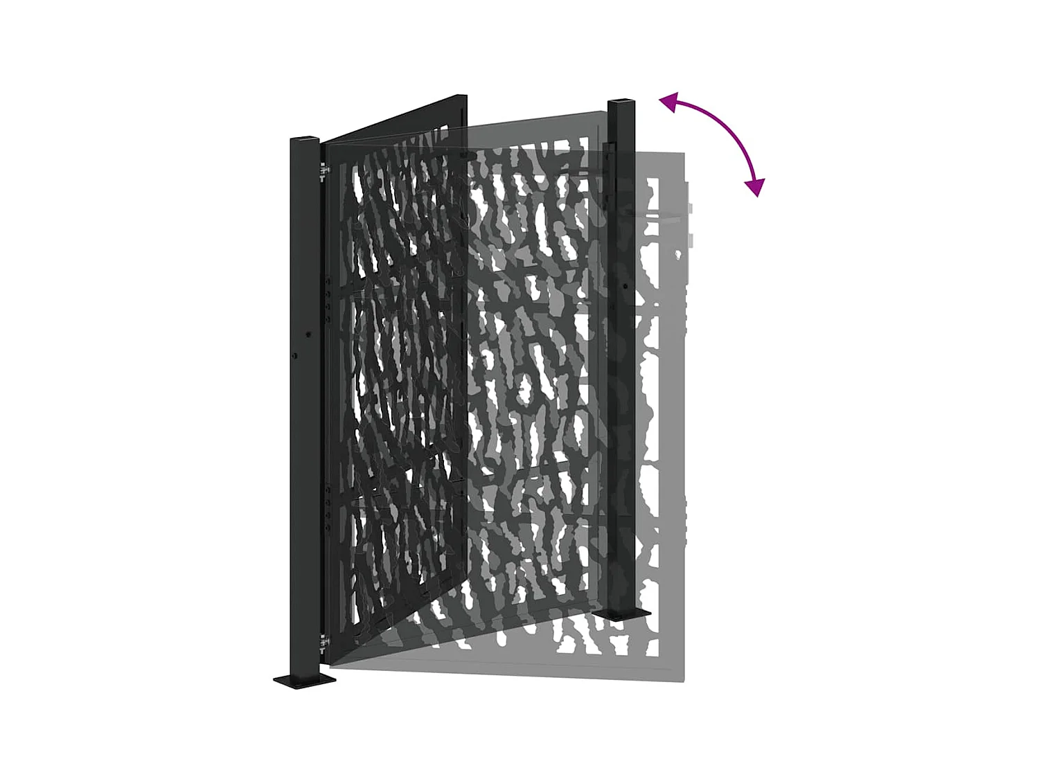 Schwarzes Gartentor 105x130 cm Stahl Liniendesign