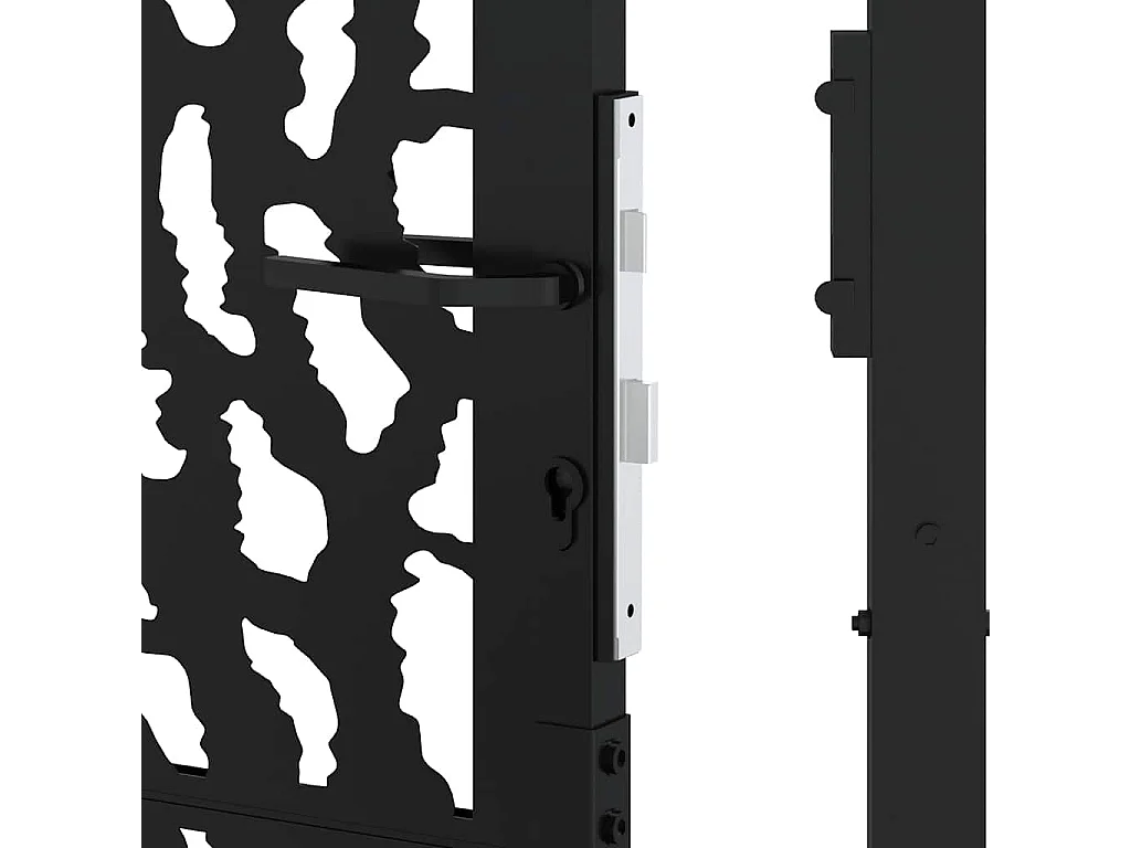 Schwarzes Gartentor 105x130 cm Stahl Liniendesign