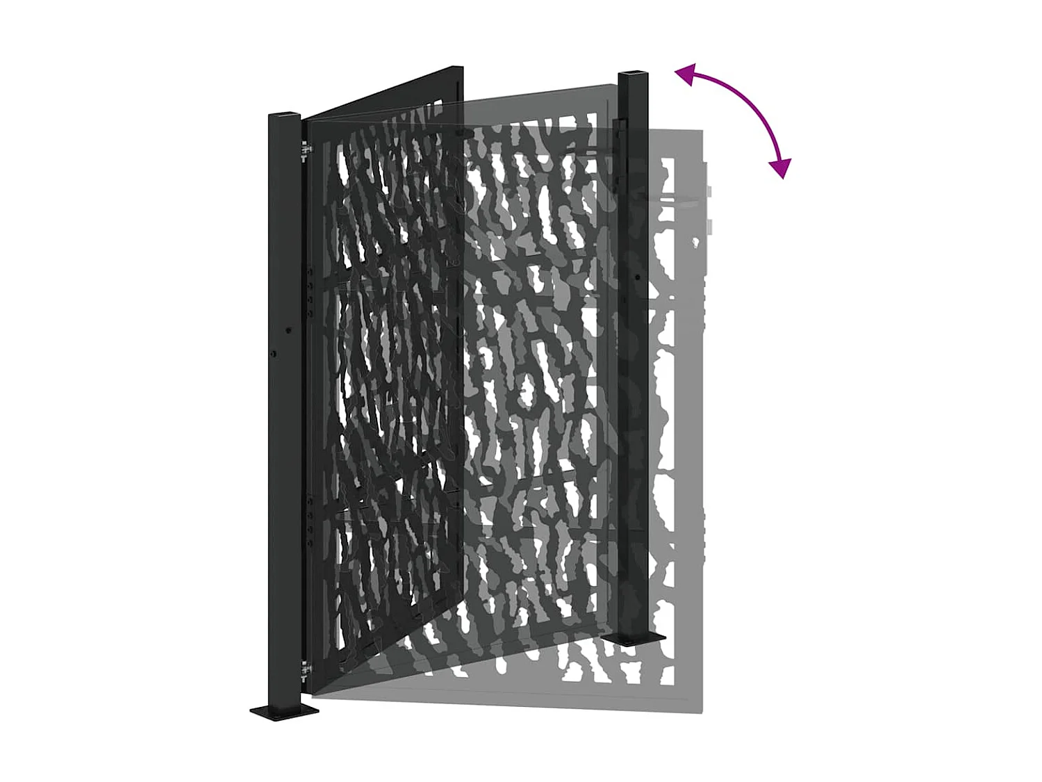 Puerta de jardín negra 105x130 cm acero diseño de líneas