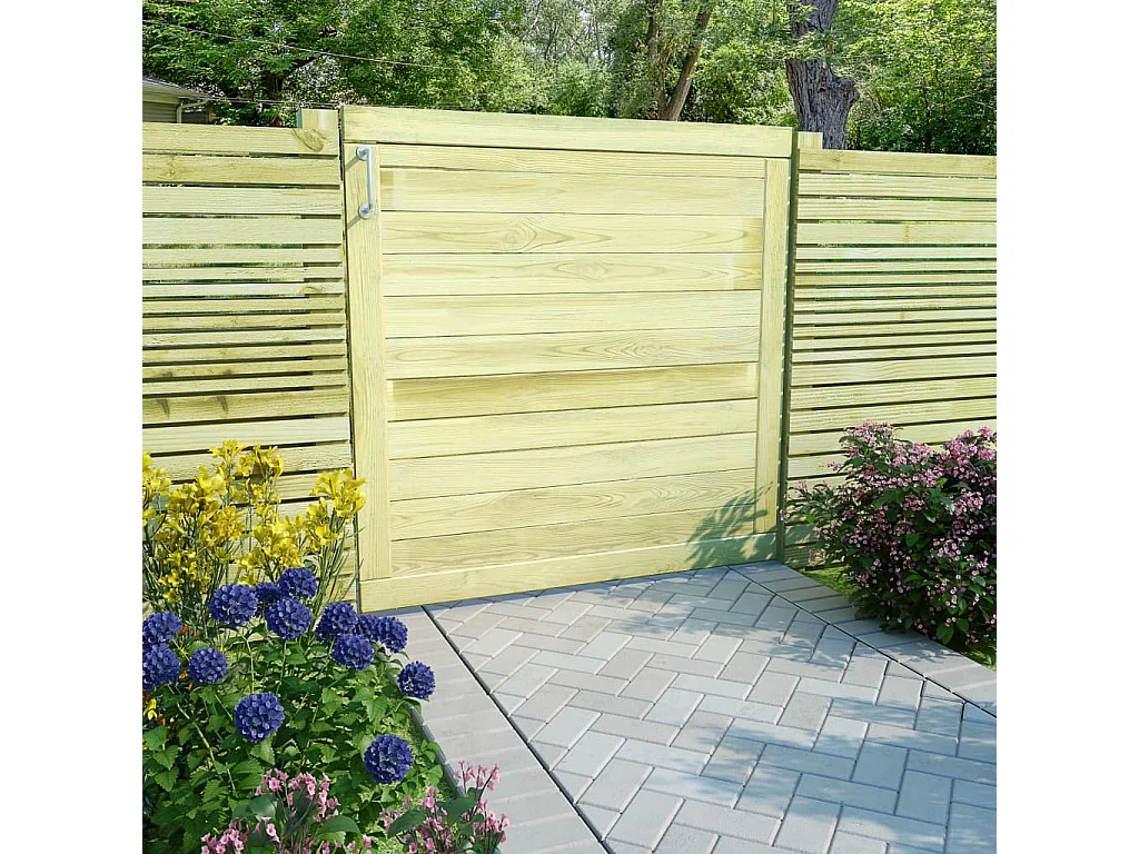 Puerta de jardín de madera de pino impregnada 100x100 cm