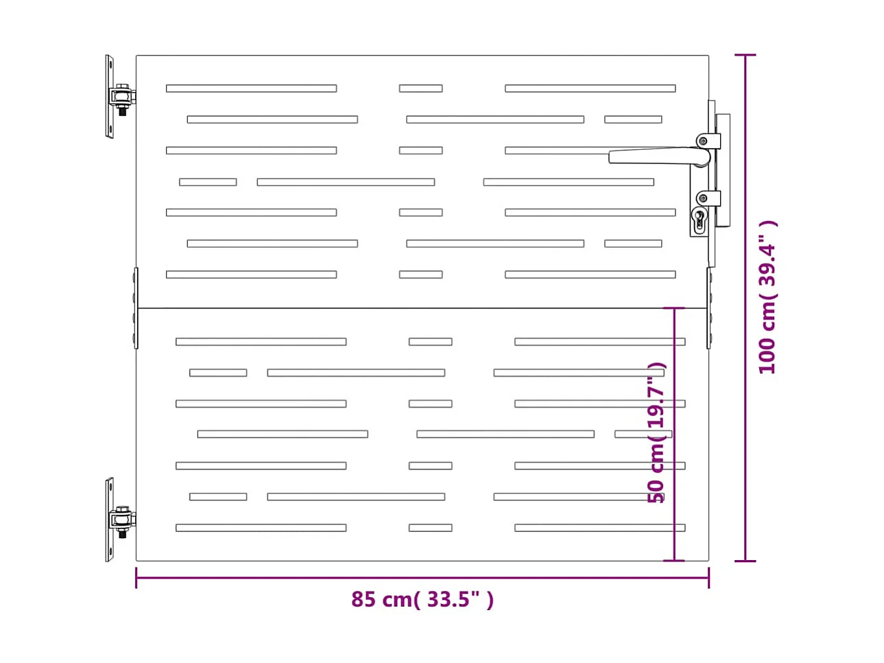 Puerta de jardín 85x100 cm acero corten diseño cuadrado