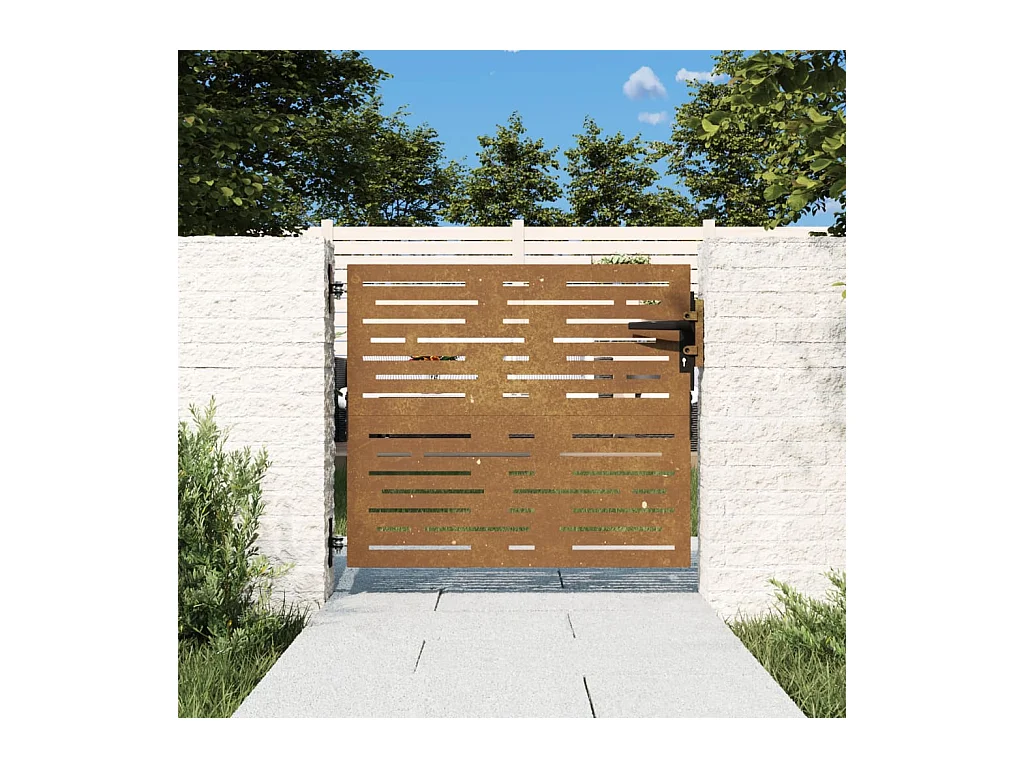 Portail de jardin 85x100 cm acier corten conception de carré
