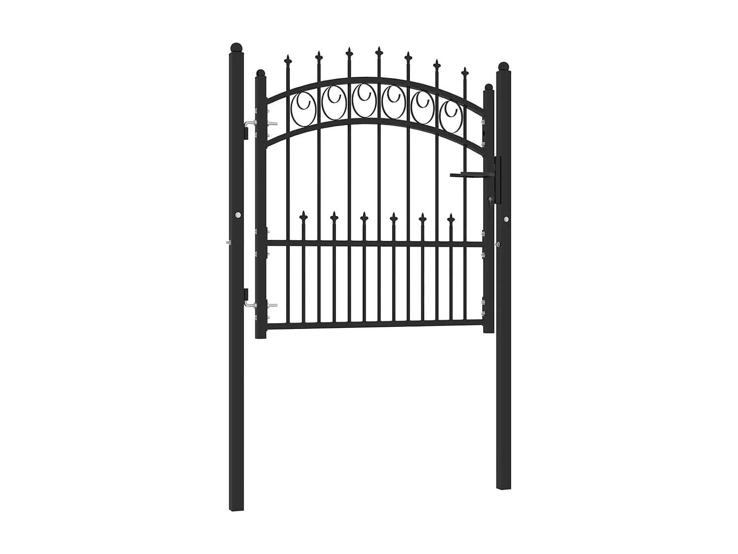 Portão de cerca com espigões Aço 100x100 cm Preto