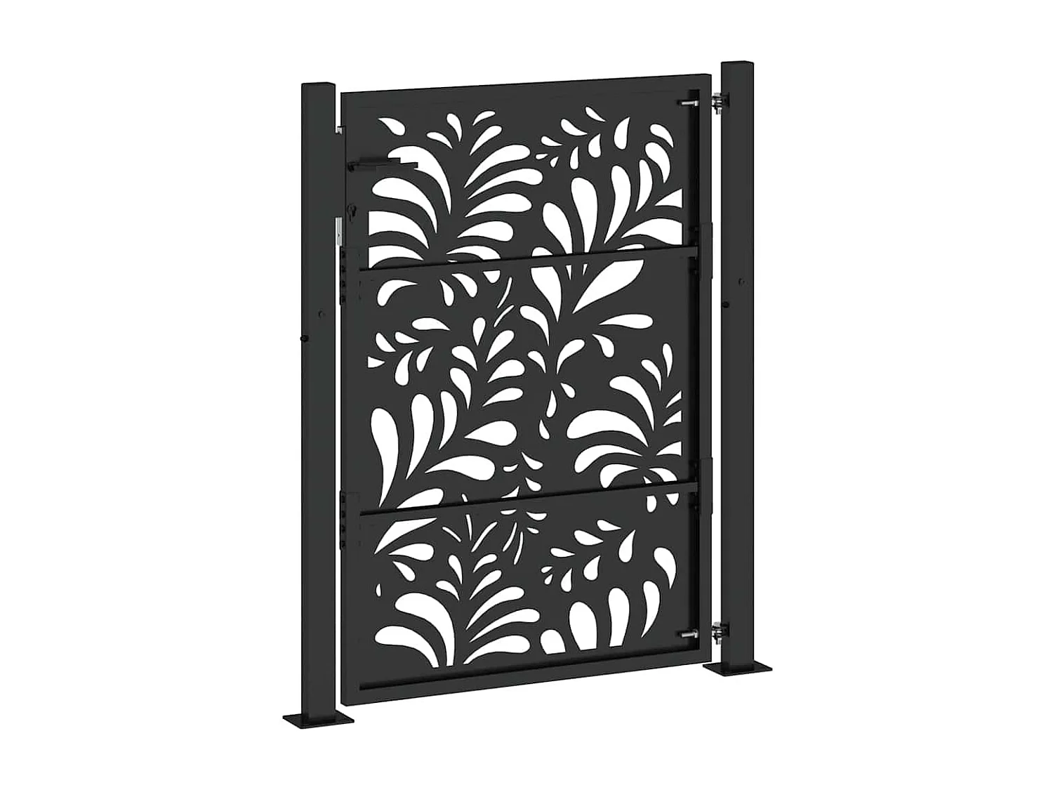 Portail de jardin noir 105x130 cm acier conception de vagues