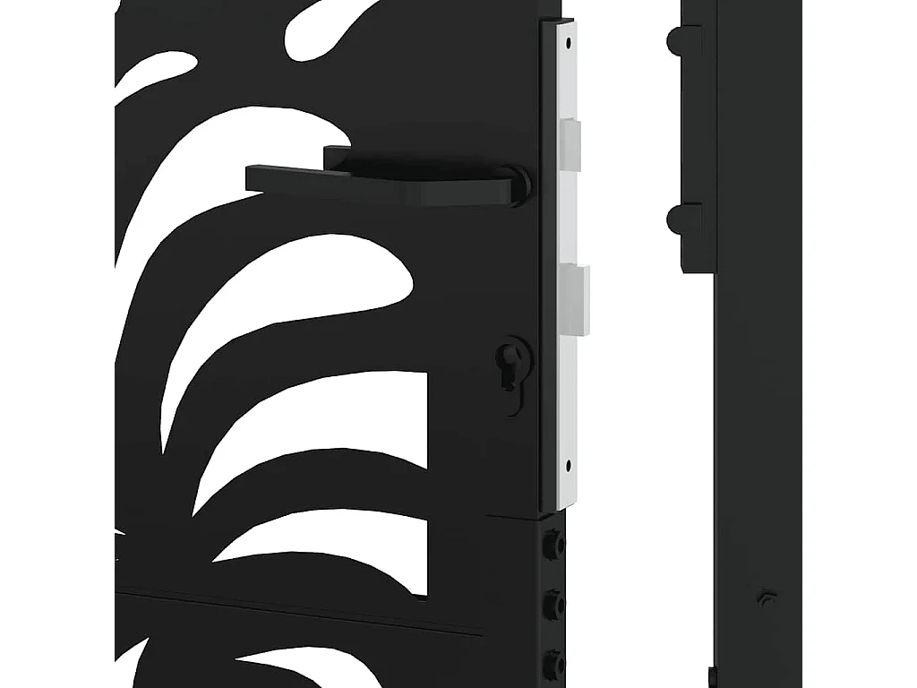 Portail de jardin noir 105x130 cm acier conception de vagues