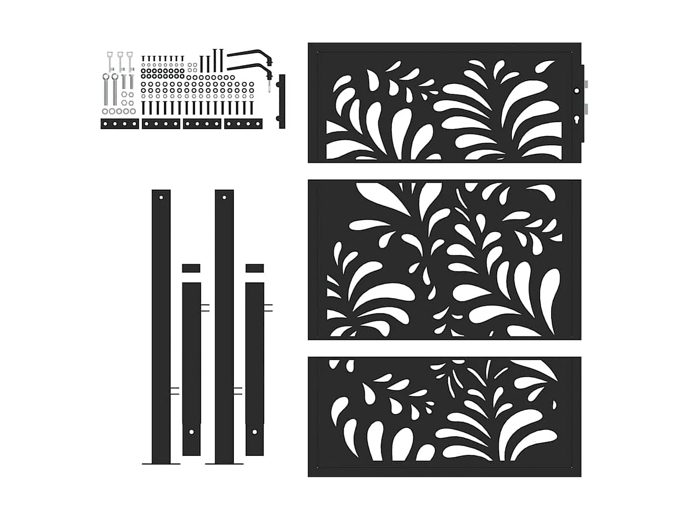 Portail de jardin noir 105x130 cm acier conception de vagues