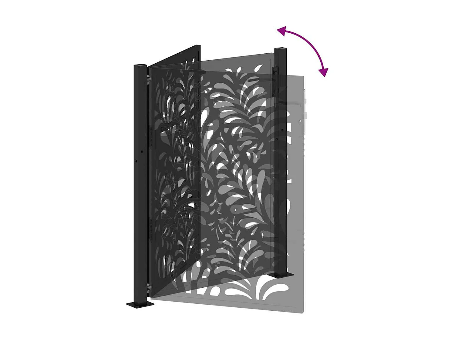 Portail de jardin noir 105x130 cm acier conception de vagues