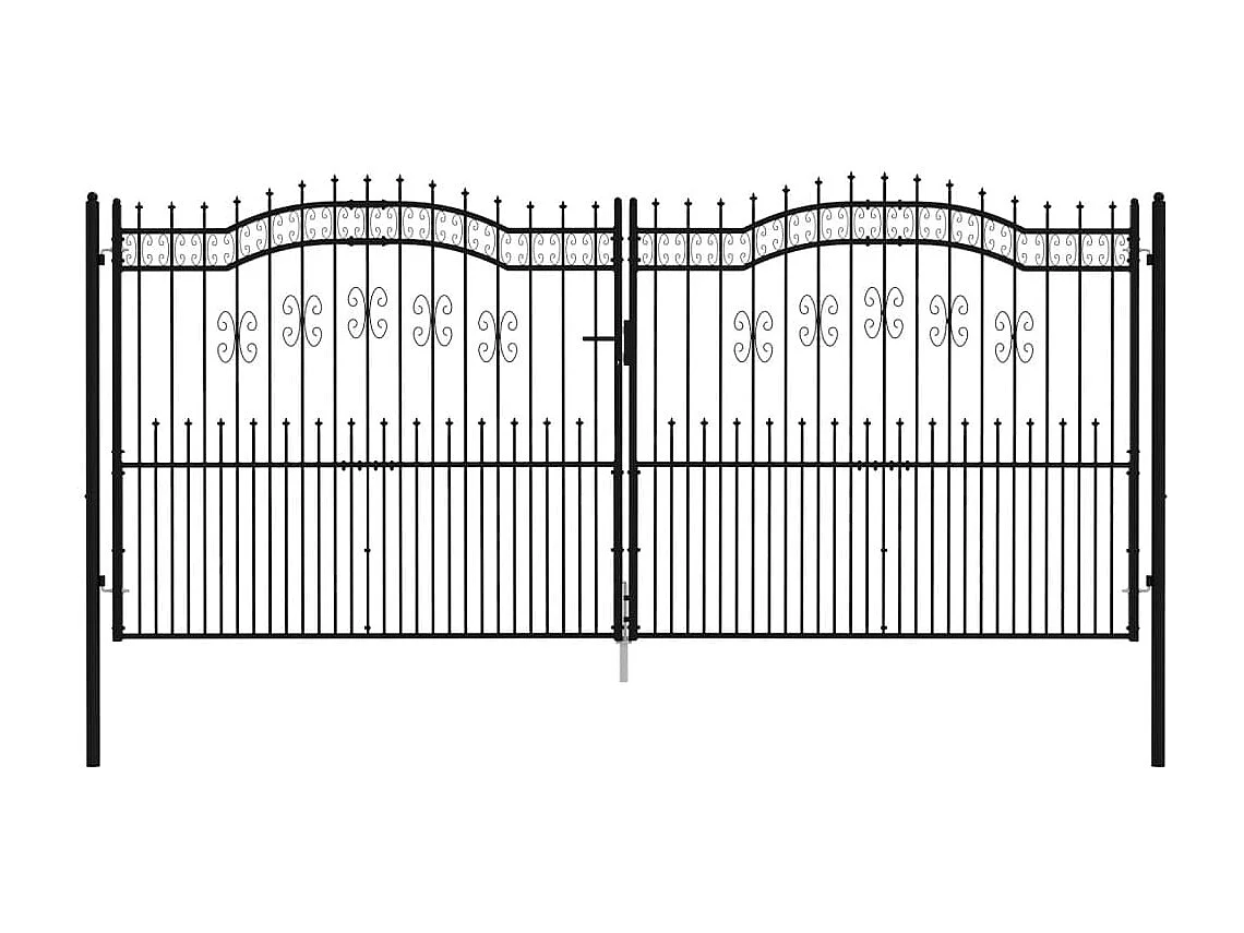 Portail et sommet de lance Noir 406x223 cm Acier enduit poudre