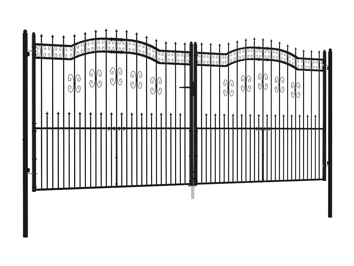 Portail et sommet de lance Noir 406x223 cm Acier enduit poudre