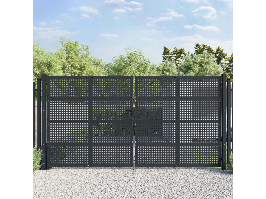 Tuinpoort antraciet 400x175 cm staal