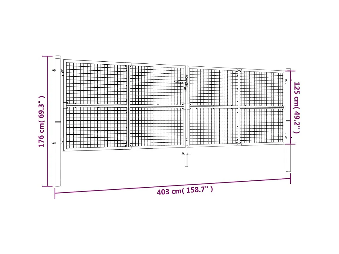 Stahl-Gartentor mit Spalier 390x125 cm grün