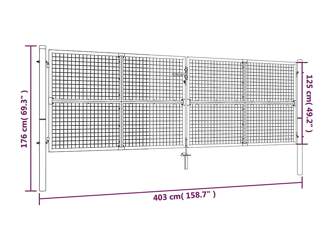 Stalen tuinhek 390x125 cm groen