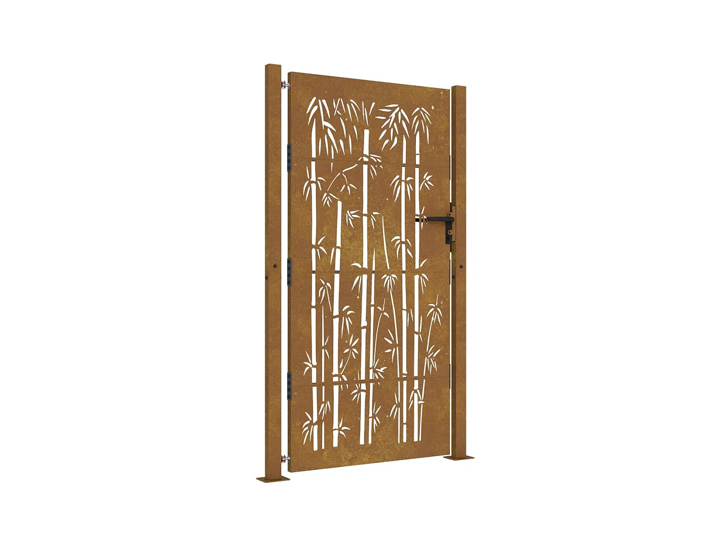 Portail de jardin 105x180 cm acier corten design de bambou