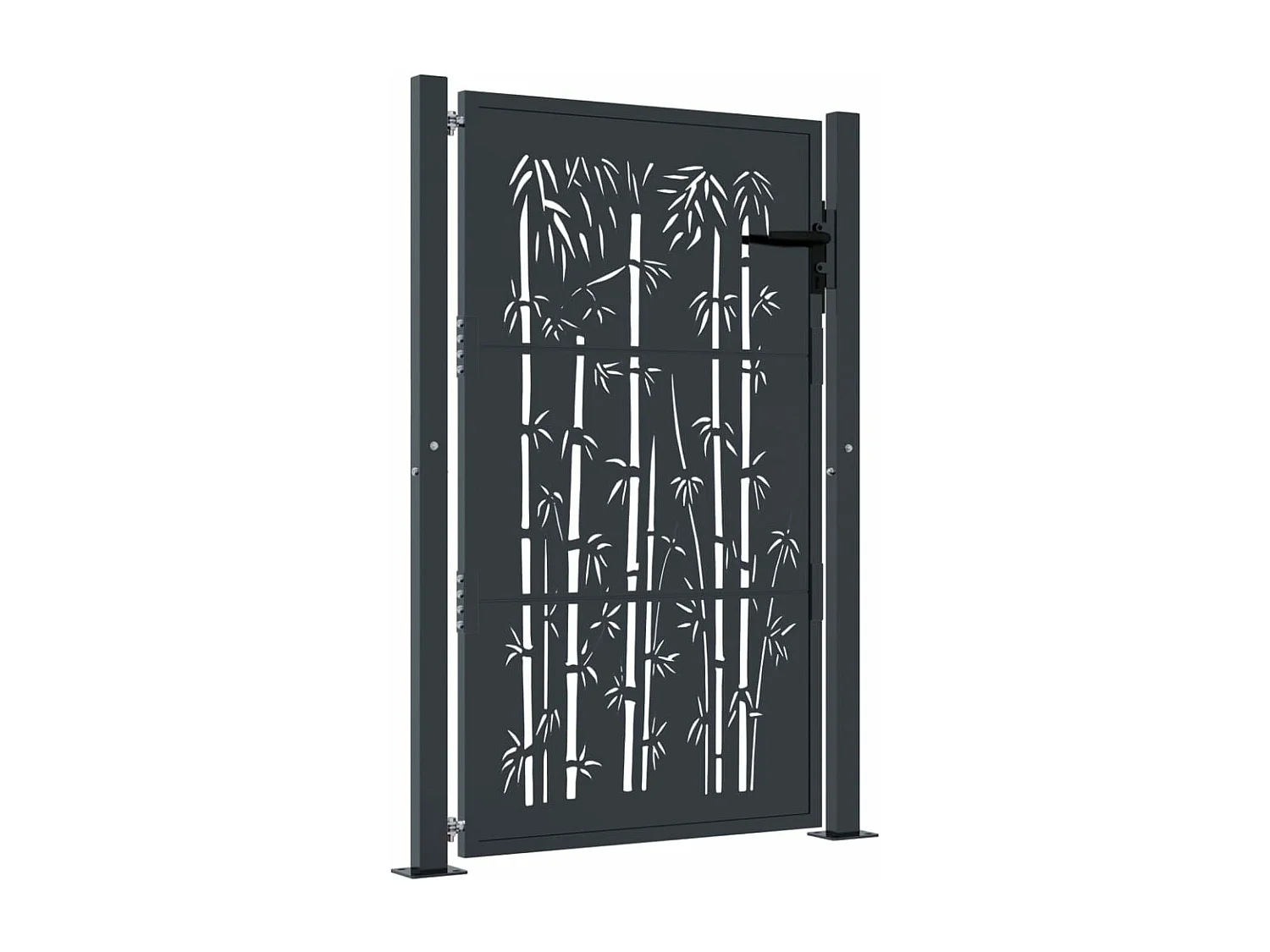 Portail de jardin anthracite 105x155 cm acier design de bambou