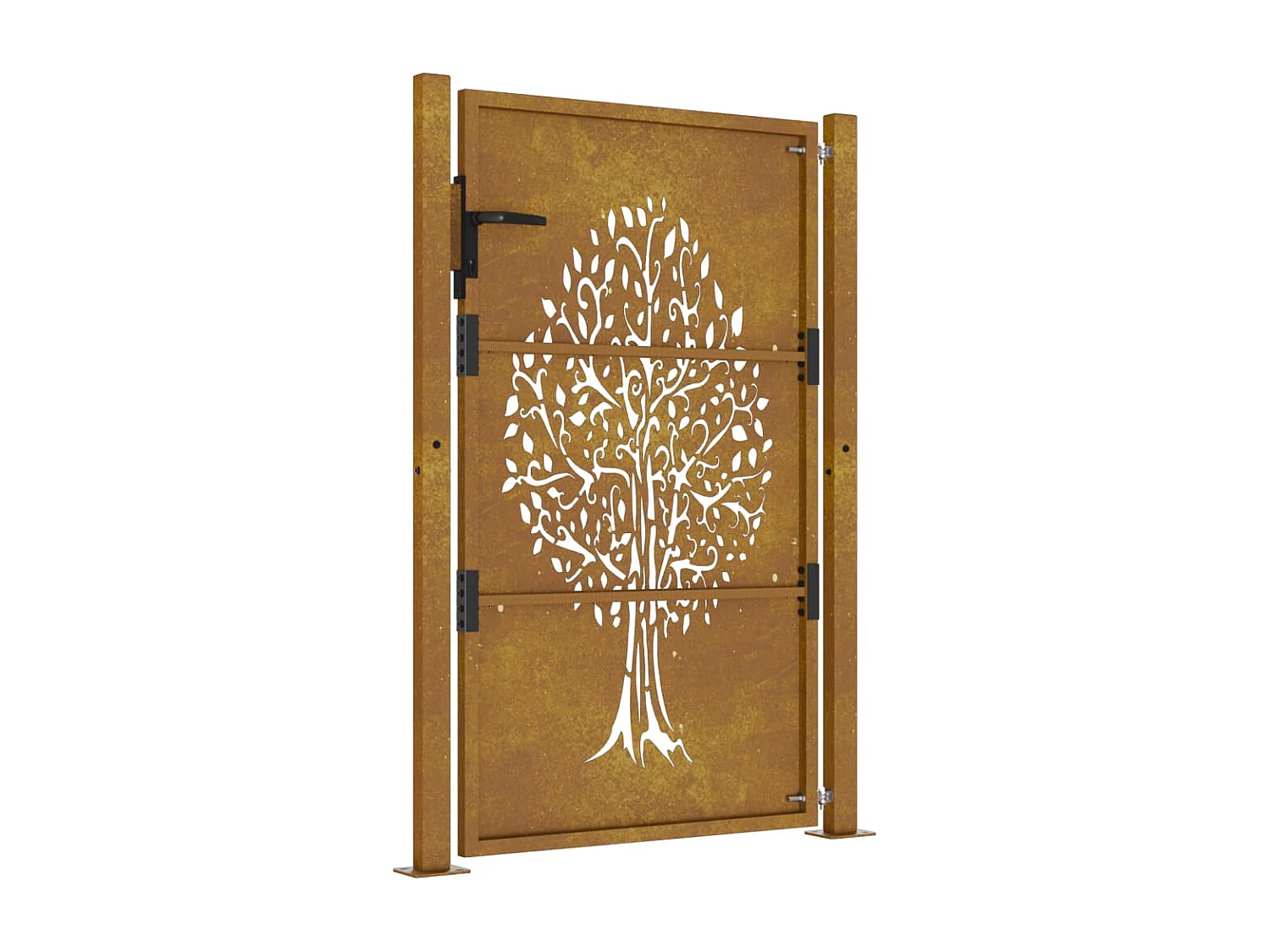 Cancello da giardino 105x130 cm acciaio corten disegno albero