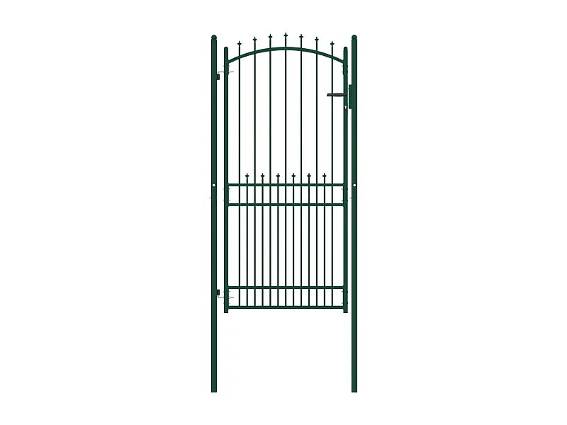 Portão de vedação com espigões Aço 100x200 cm Verde
